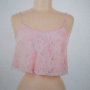 FOREVER 21 M PINK FLORAL BOHO CROP TOP